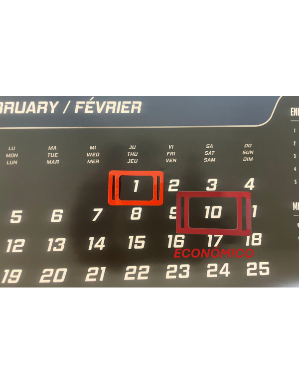 Indicadores de fecha para calendario completo Económico